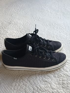 Keds Black Low-Top Canvas Sneakers with White Trim Size 10